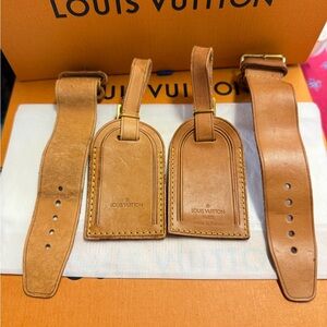 Louis Vuitton Vachetta Leather Two Luggage Tags and Poignet Authentic NO BOX